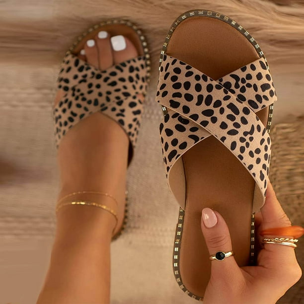 Sandalias planas con tachuelas para mujer, puntera abierta, deslizadores de mula, zapatillas con correa cruzada Wmkox8yii ytu8183