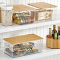thumbnail image 3 of mDesign Plastic Stackable Storage Organizer Bin w/ Handles, 4 Pack Clear/Natural, 3 of 9