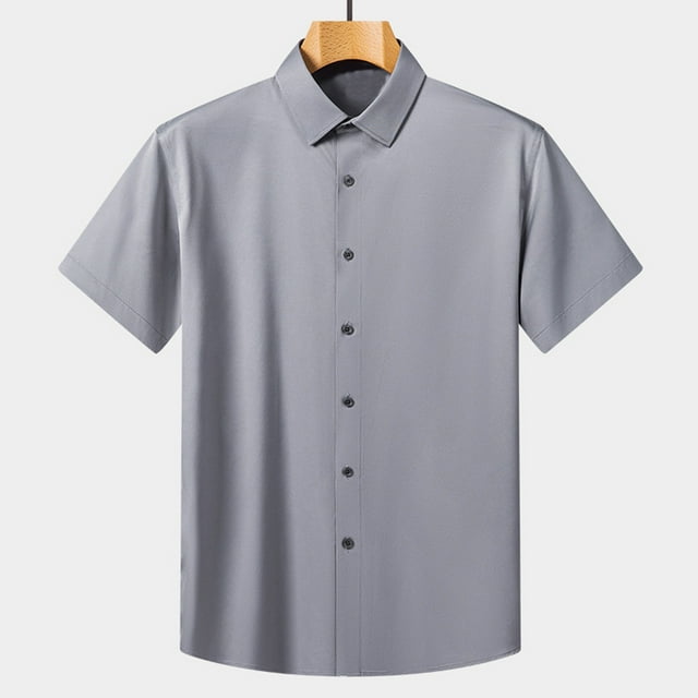 pstuiky camisetas de manga corta para hombre, Suéter casual de manga corta con cuello vuelto, cómodo y liso para hombre camisas casuales para hombre m