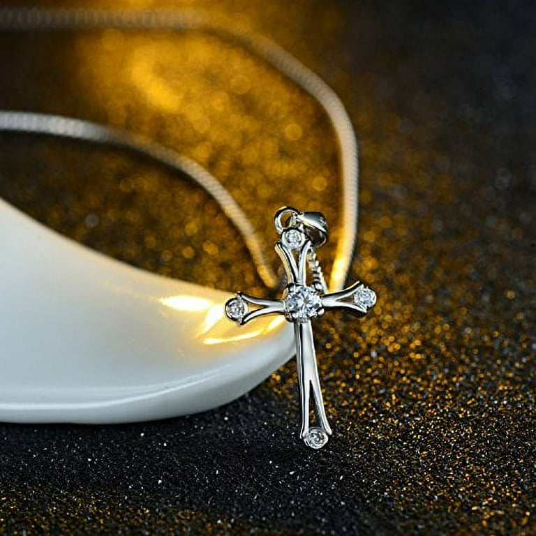 Women's Cross Necklace 925 Sterling Silver, Chain with Cross