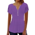 thumbnail image 2 of Tittly T Shirts for Women Spring Tops for Women Short Sleeve Womens Tops 2025 Spring Neck Casual Print Tunic T Shirts Womens Tops Tshirts Shirts Basic Tees Purple L, 2 of 5