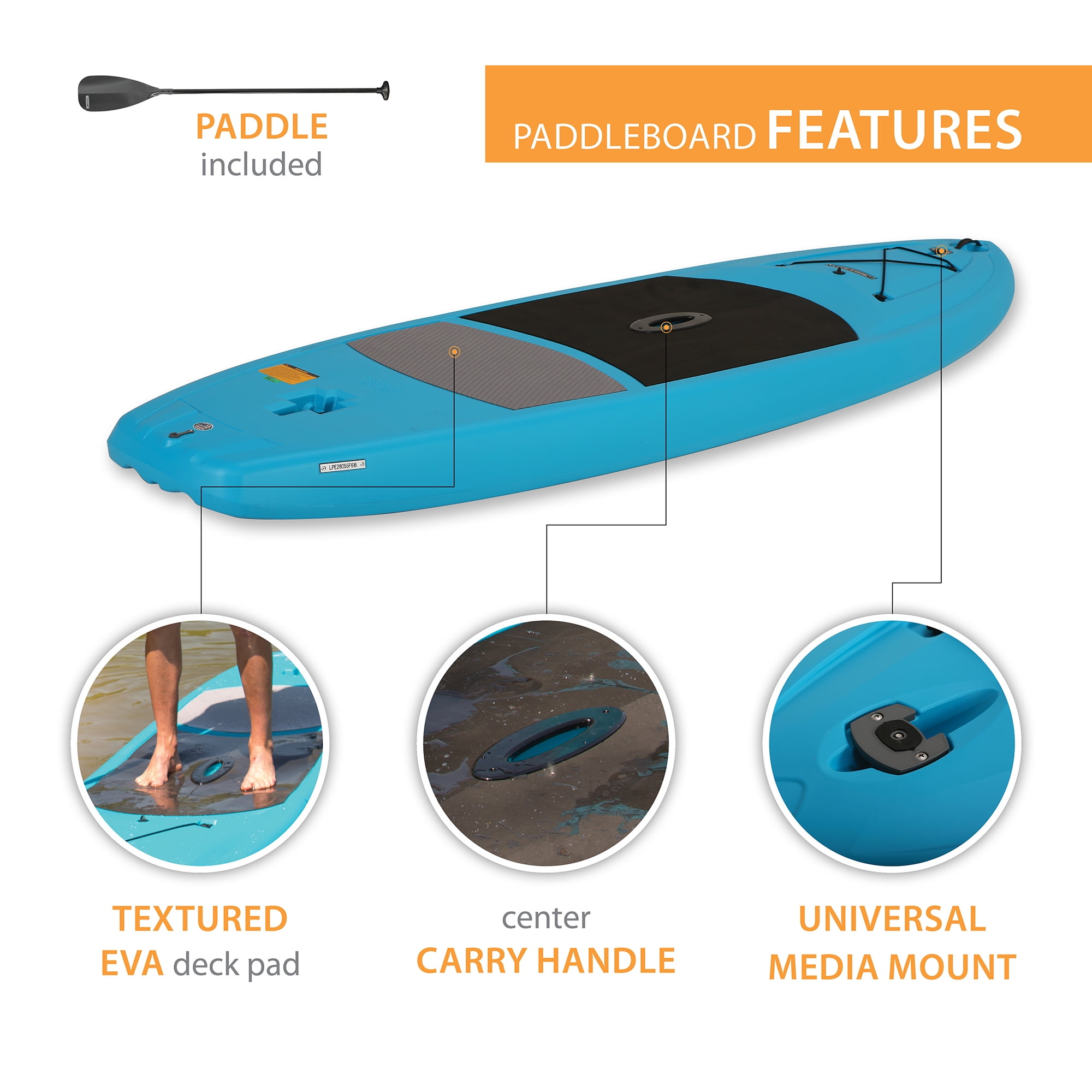 Lifetime Amped 11 ft Polyethylene Stand-Up Paddle Board with Paddle, Glacier Blue (90579)