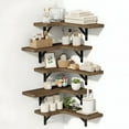thumbnail image 3 of Fairy 5pcs Corner Floating Shelves for Wall, Rustic Wood Wall Shelves, 16.1x11.4 inches, Walnut, 3 of 6