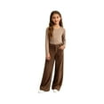 thumbnail image 6 of CCRFTGI Pants for Girls Size 8 Corduroy Baggy Casual High Waist Pants Fashion Straight Adjustable Loose Fall Winter Streetwear with Pockets Coffee 12-13Y, 6 of 8