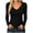 Black, variant on Vivianyo HD Women's Fall Winter Fitted V Neck Rib Knit Top, Slim Stretch Long Sleeve Pullover Sweater for Daily Errands Night Out Wear, Sizes S-2XL