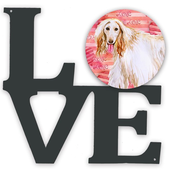 Afghan Hound Love Metal Wall Artwork LOVE Red
