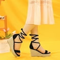 thumbnail image 2 of BLISSFUL STEP Women's Platform Espadrille Lace Up Wedge Heels Sandals, 2 of 6