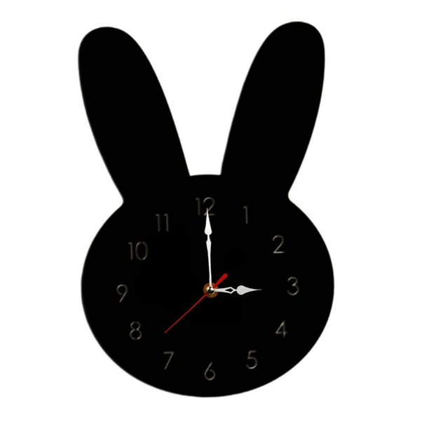 Reloj de pared de conejito, decoración de habitaciones, colección de animales, relojes decorativos para paredes negro