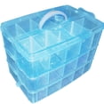 thumbnail image 1 of Boîte de Rangement Détachable en Plastique à 3 Couches 30 Compartiments pour Maquillage Bijoux (Bleu), 1 of 5