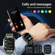 Blackview 2.01 Military Smart Watch for Men,with Calling,Flashlight,Compass,100+ Sports Modes,Large 900 mAh Battery,fits for Android iPhone,Green