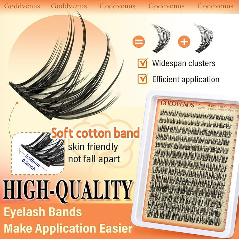 Lash Clusters Kit Wispy Eyelash Clusters Lashes Natural DIY Lash Extension Kit 10-16mm Cluster Eyelash Extensions Kit 300pcs C Curl Individual Lashes Cluster Eyelash (No Tweezers)