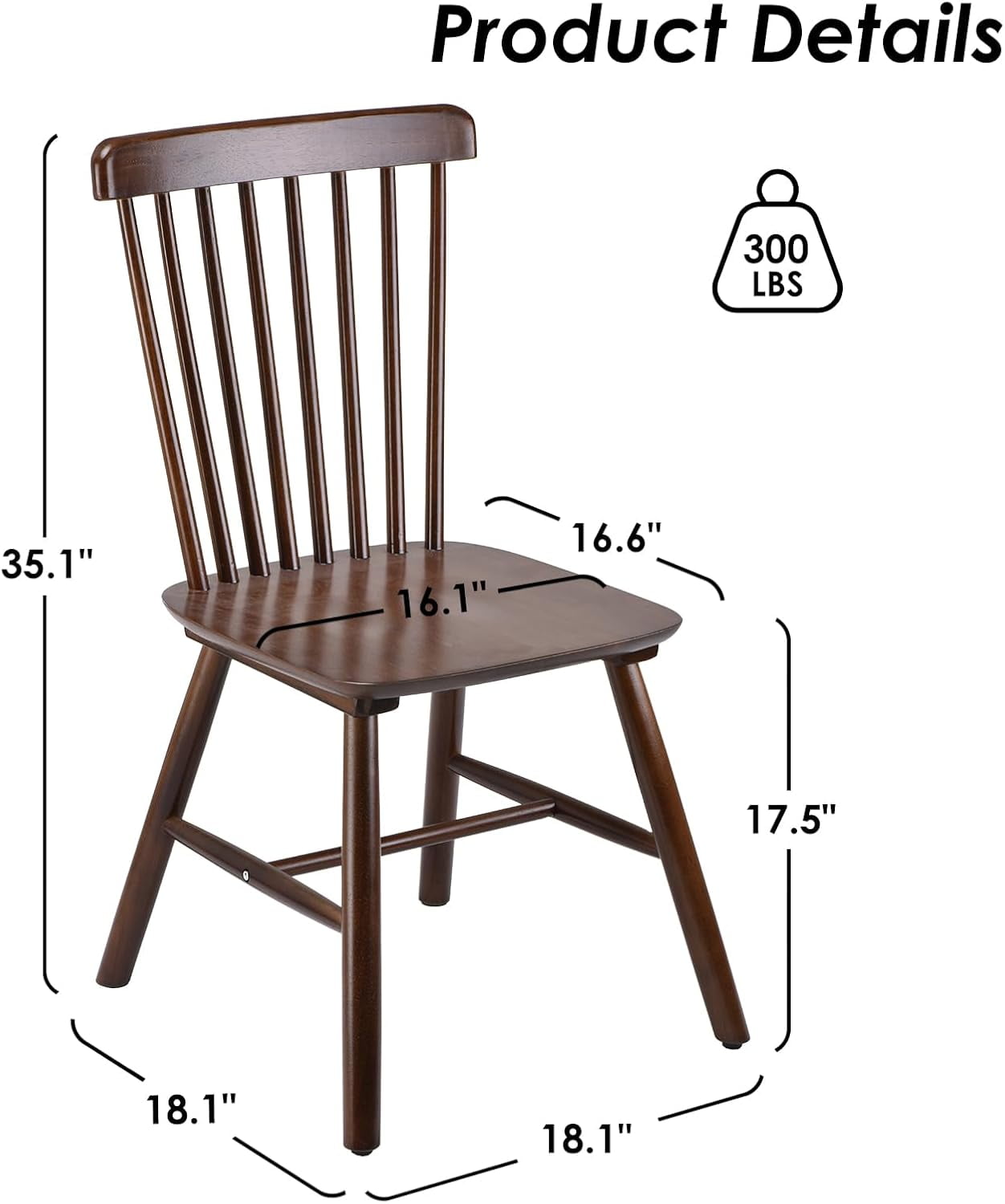 STARY Windsor Dining Chairs Set of 4, Kitchen & Dining Room Chairs with Spindle Back, Mid Century Modern Dining Table Chairs, Wood Dining Chair