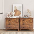 thumbnail image 2 of Costway 2 PCS 3-drawer Dresser with Convenient Handles Smooth Slide Rails Accent Table Brown, 2 of 8