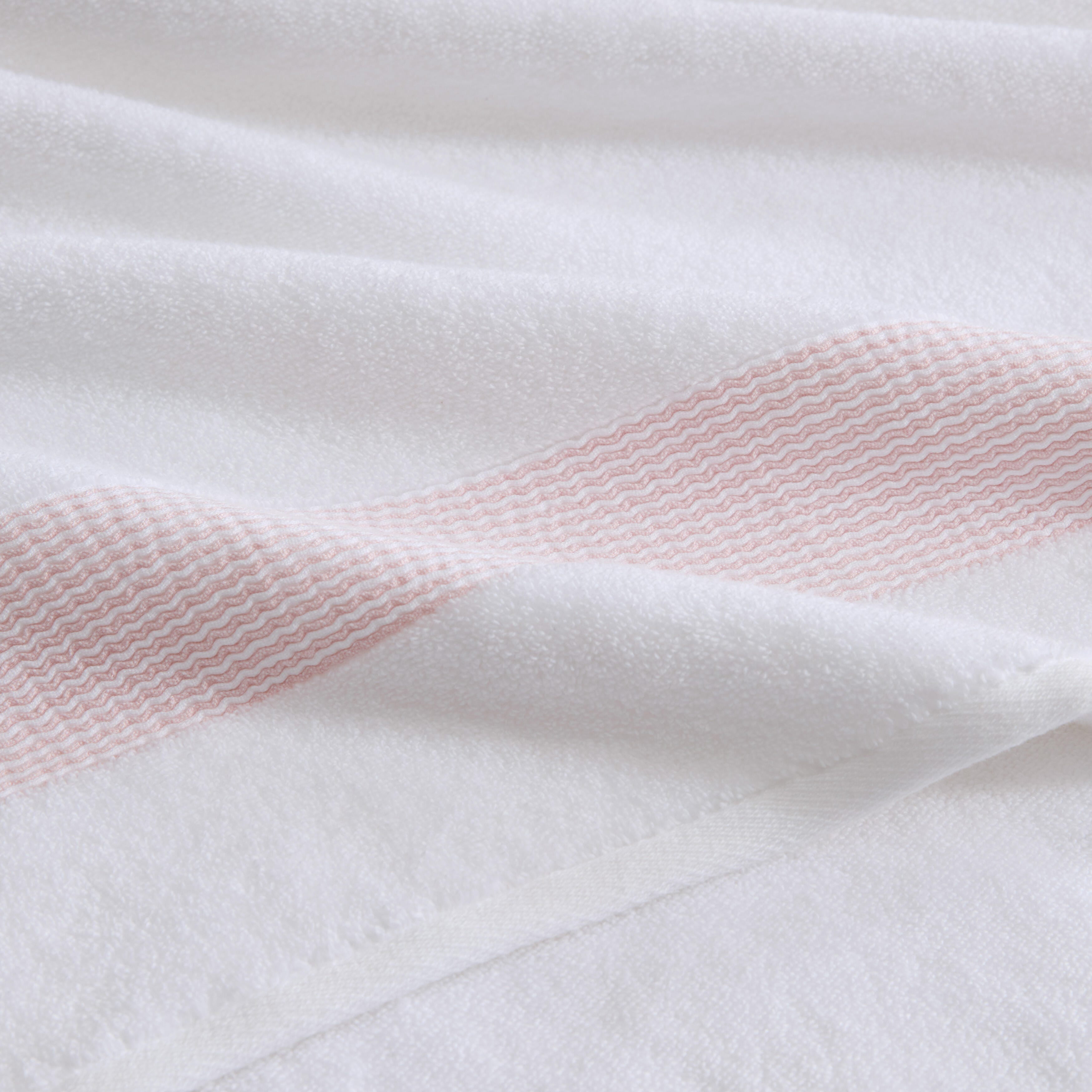 Martha Stewart Everyday Wavy Tide 2-Piece Cotton Bath Towel Set – Soft, Absorbent Bathroom Towels with Pink Accent