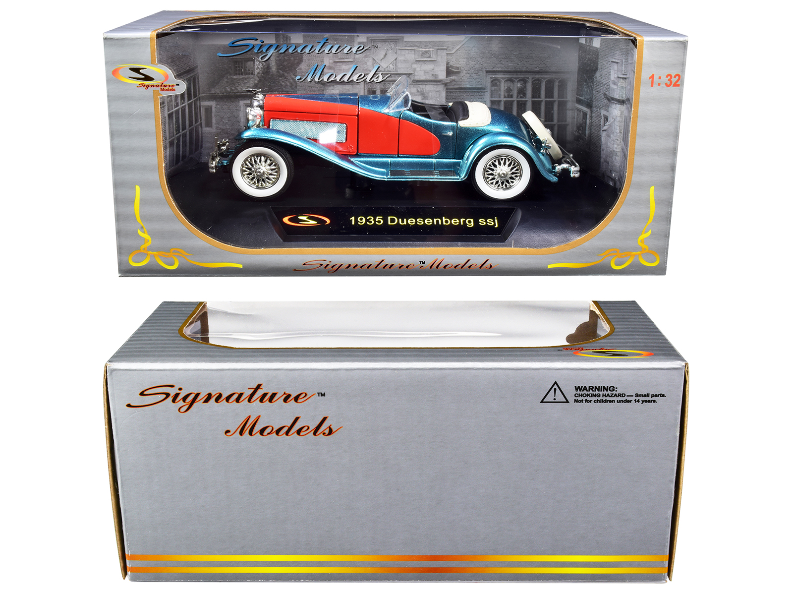 1935 Duesenberg SSJ Convertible Blue and Red 1/32 Diecast Model Car by  Signature Models