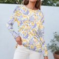 thumbnail image 5 of WTOBBY Floral Print Women's Long Sleeve Round Neck T-shirt Casual Top Fashion Wear Stretch Fabric Comfort Fit Lightweight Material Daily Outfit Layering Piece Ideal for US Market,Light Blue M, 5 of 5