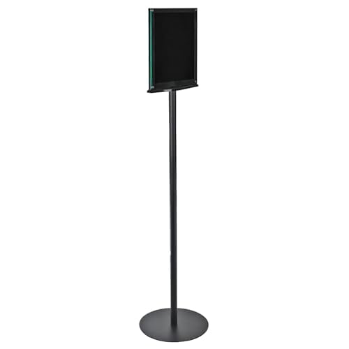 300355-BLK Double Sided Magnetic Sign Holder for Floor 8.5" x 11" Portrait Black Frame on Freestanding Pedestal Base, Black