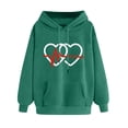 thumbnail image 3 of Jinhomg Women's Heart Print Sweatshirts Holiday Casual Kangaroo Pocket Drawstring Hoodies Fall Comfy Long Sleeve Hooded Sweatshirt Green XL, 3 of 6