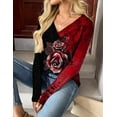 thumbnail image 4 of Zeagoo Long Sleeve Tops Women Printed Dressy Casual V Neck T-shirts Basics Blouse Fall and Spring Wear Trendy Clothes, 4 of 6