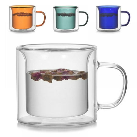 

Water Cup High Borosilicate Glass New Double Glass Colorful Strap Handle Coffee Cup