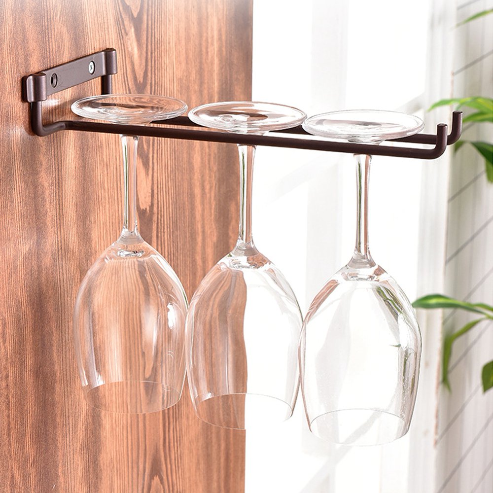 LYUMO Wall Mounted Bottles Rack, Glasses Rack, Single Row Iron Glasses