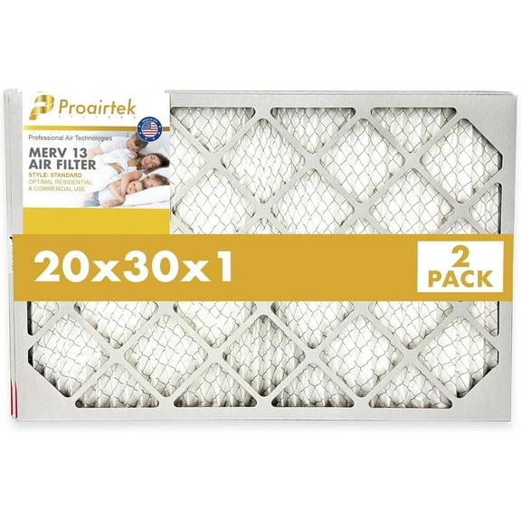 Proairtek AF20301M13SWH Model 20x30x1 Pack of 2 Air Filters, MERV 13; Ideal for Anyone Wanting Clean, Crisp Air in Their Home