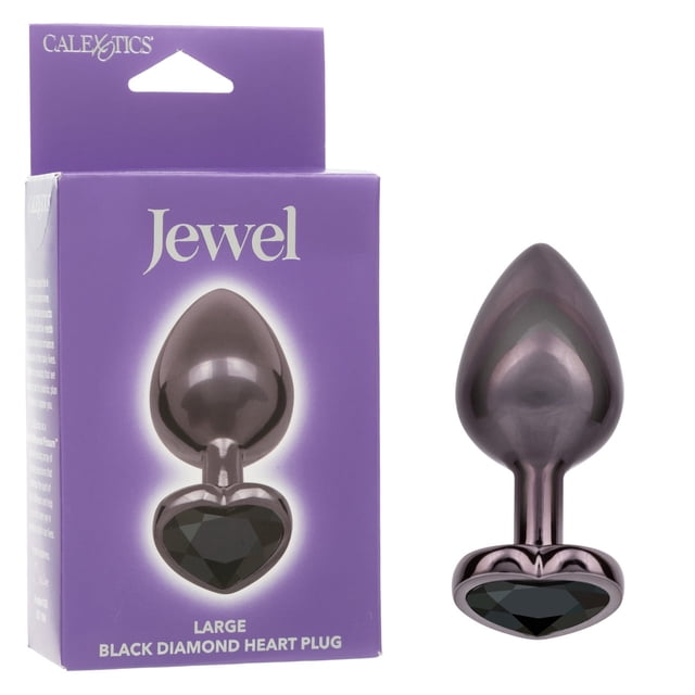 CalExotics Jewel Black Diamond Heart Glass Anal Plug, Large, Black