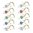 thumbnail image 2 of ZS 10Pcs 20g Claw Crystal Nose Ring Piercing Black Plated Nostril Piercing L Shape Nose Stud Piercing, 2 of 5