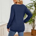 thumbnail image 4 of Scyoekwg Women Long Sleeve Tops Crewneck Pleated Tops Dressy Casual Blouses Solid Color Fall Clothes Fashion Vintage Loose Tops(Navy,S), 4 of 4