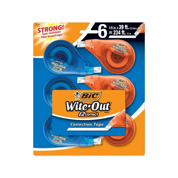 WiteOut EZ Correct Correction Tape, White, 6/Pack WOTAPP6WHI