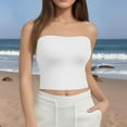 thumbnail image 2 of Women's Sexy Tube Top Sleeveless Crop Camisole, Summer Bodycon Vest for Festive Events or Night Out,White XL, 2 of 5