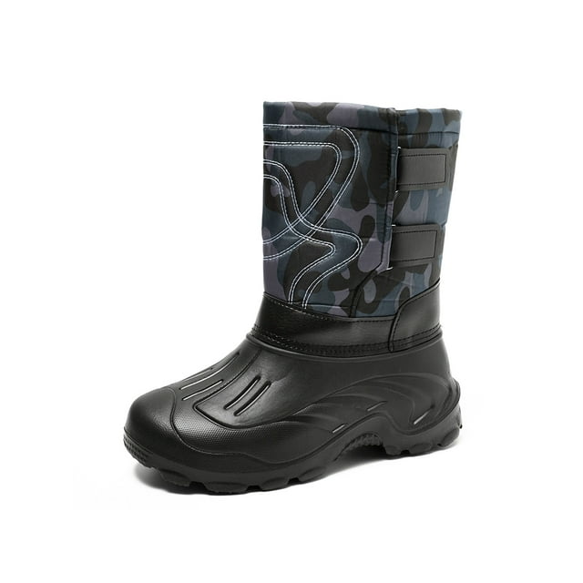 Woobling Men Winter Boot Mid Calf Snow Boots Platform Booties Comfort Walking Warm Round Toe Blue 7