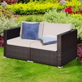thumbnail image 3 of Gymax 4PCS Rattan Corner Sofa Set Patio Outdoor Furniture Set w/ Beige Cushions, 3 of 10