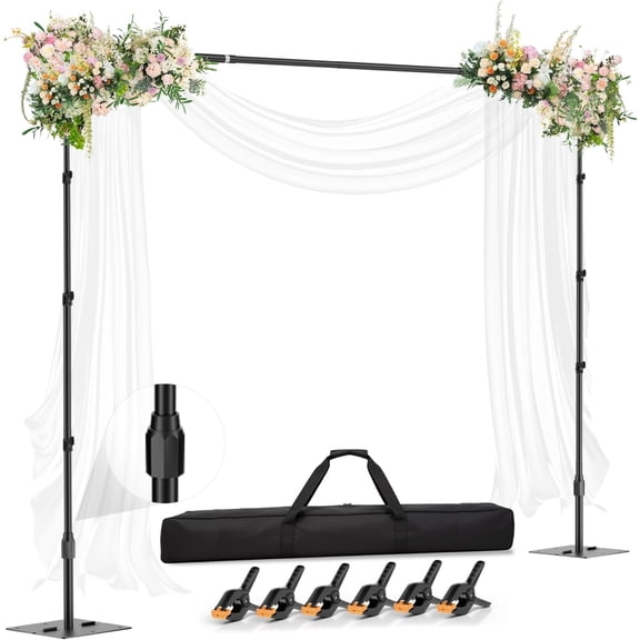 EMART Backdrop Stand 10x10ft Adjustable Photo Background Support System Kit with Upgrade Rod for Wedding, Birthday Party, Decorations, Photography