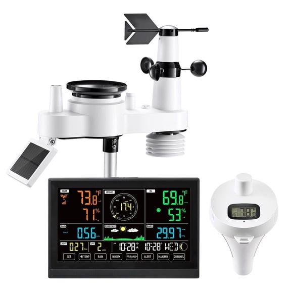 Wireless APP-Enabled Weather Station with 7.5" Screen, 7-in-1 Outdoor Sensor & Pool Temperature