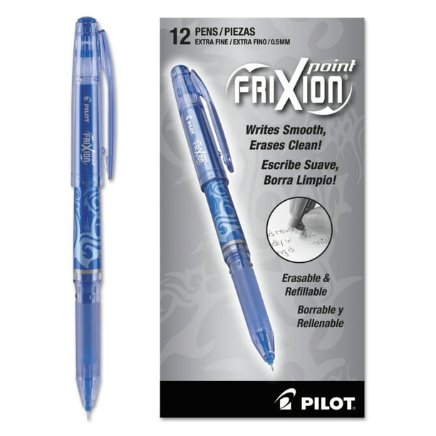 Pilot FriXion Point Erasable Gel Ink Stick Pen, Blue Ink, .5mm, Dozen