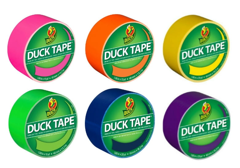 Pink, Yellow, Orange, Blue, Purple, Green Bright Colors Duck Brand Duct Tape Multi-Color 6 Pack 