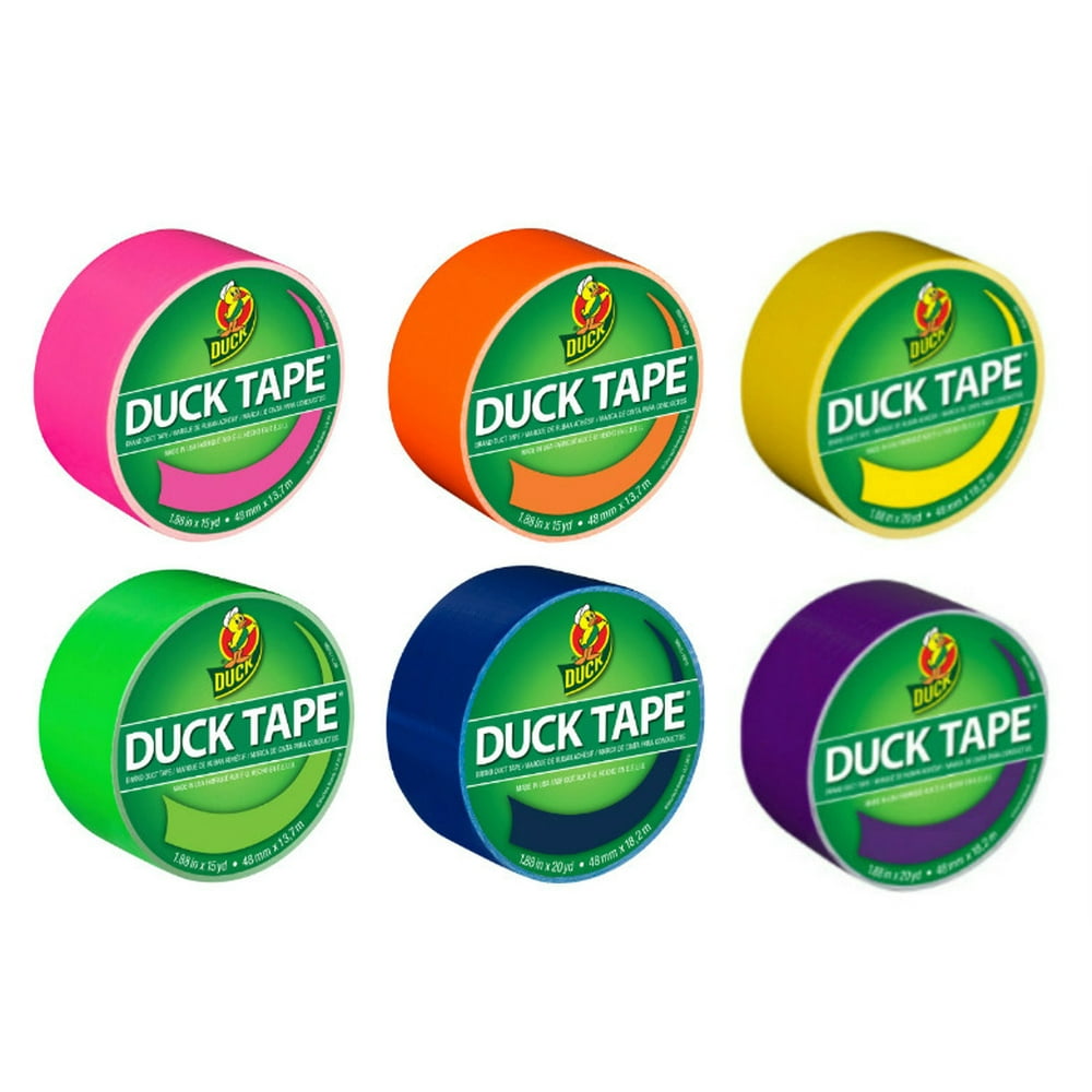 Duck Brand Color Duct Tape Bright Colors Combo 6-Pack, Blue, Orange ...