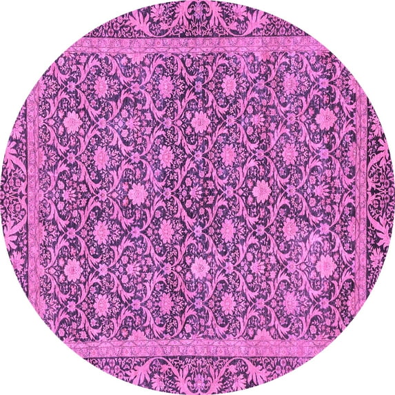 Ahgly Company Indoor Round Abstract Purple Modern Area Rugs, 3' Round