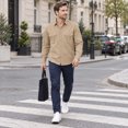 thumbnail image 3 of AZoiNM Men's Relaxed Fit Long Sleeve Button Down Casual Shirt Solid Color Wrinkle-Free Shirt with Chest Pockets, 3 of 8
