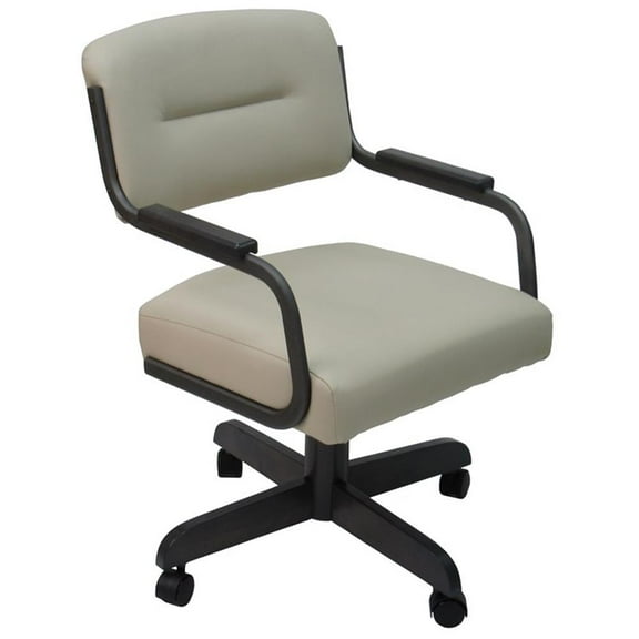 M-115 Swivel Dining Chair on Wheels - Metal Frame Wood Base