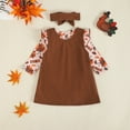 thumbnail image 5 of UAYOTSE Girls Set Baby Girl Baby Girl Thanksgiving Turkey Letter Long Sleeved Shirt Suspender Skirt Three Piece Set(0-3 Months,I200-Brown), 5 of 9