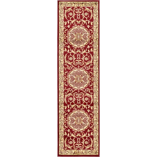 Unique Loom Versailles Medallion Floral Rug 2' 7 x 10' Runner Burgundy/Ivory