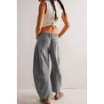 thumbnail image 4 of sicmoss Women's Grey Y2K Vintage Mid Rise Stretchy Barrel Jeans Loose Wide Leg Cropped with Pockets, 4 of 4