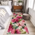 thumbnail image 4 of Pink Flowers 2'x6' Runner Rugs for Hallway Kitchen Bedside Non Slip, Spring Watercolor Floral Leaves Plants Beige Entryway Rug Runners with Rubber Backing, Long Carpet Runner for Laundry Room, 4 of 8