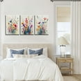 thumbnail image 4 of Framed Colorful Wildflower Canvas Wall Art Set Of 3 Flowers Pictures Prints Flowers Printing Floral Watercolors Flower wall Decor Living Room Girls Bedroom Bathroom, 4 of 6