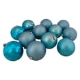 thumbnail image 3 of Northlight Shatterproof 4-Finish Christmas Ball Ornaments - 6" (150mm) - Turquoise Blue - 12ct, 3 of 3