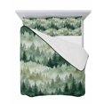 thumbnail image 7 of Quilts Twin Size Bedding Set, Green Forest Lightweight Quilted Comforter, Green Ombre Trees Abstract Art Soft Reversible Bedspread Coverlet with Pillow Covers for All Season, 68" x 86", 7 of 7