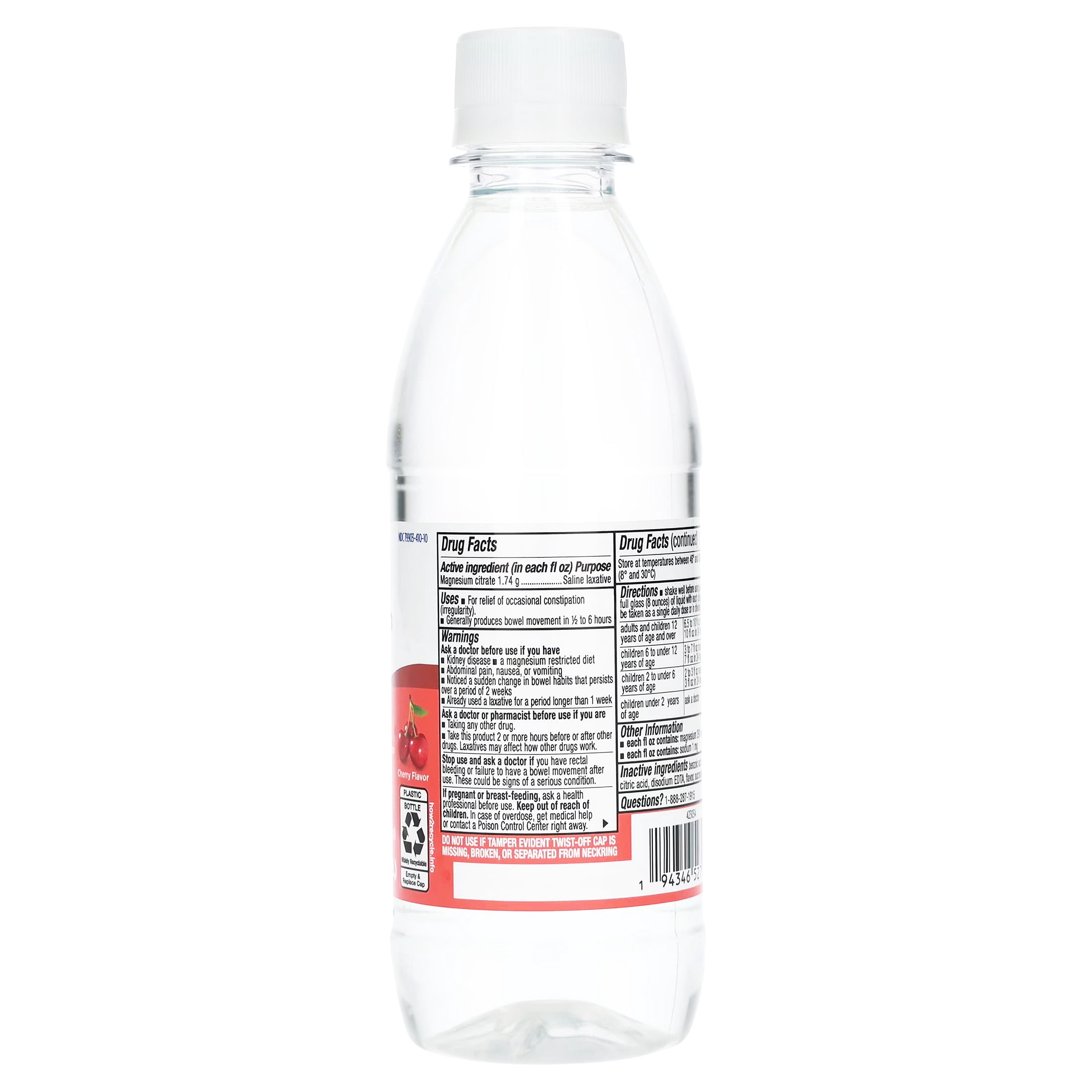 (12 pack) Equate Magnesium Citrate Saline Laxative, Cherry Flavor, 10 oz