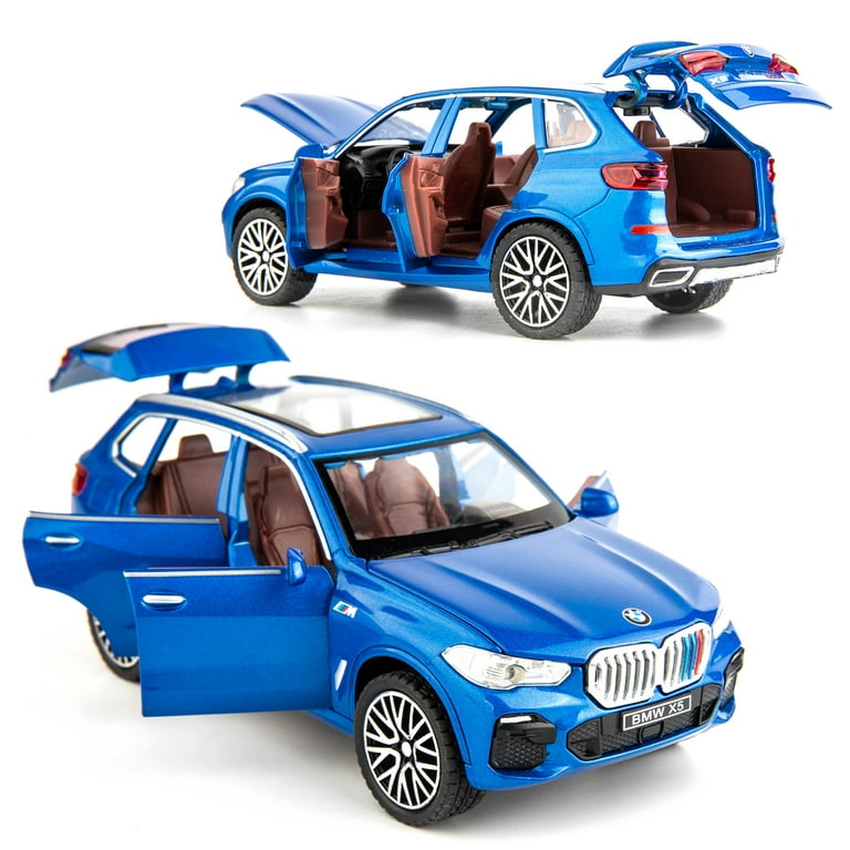 BDTCTK 1 32 Compatible for BMW X5 SUV Model Car Toy Zinc Alloy Pull Back Toy car with Sound and Light for Kids Boy Girl Gift Blue